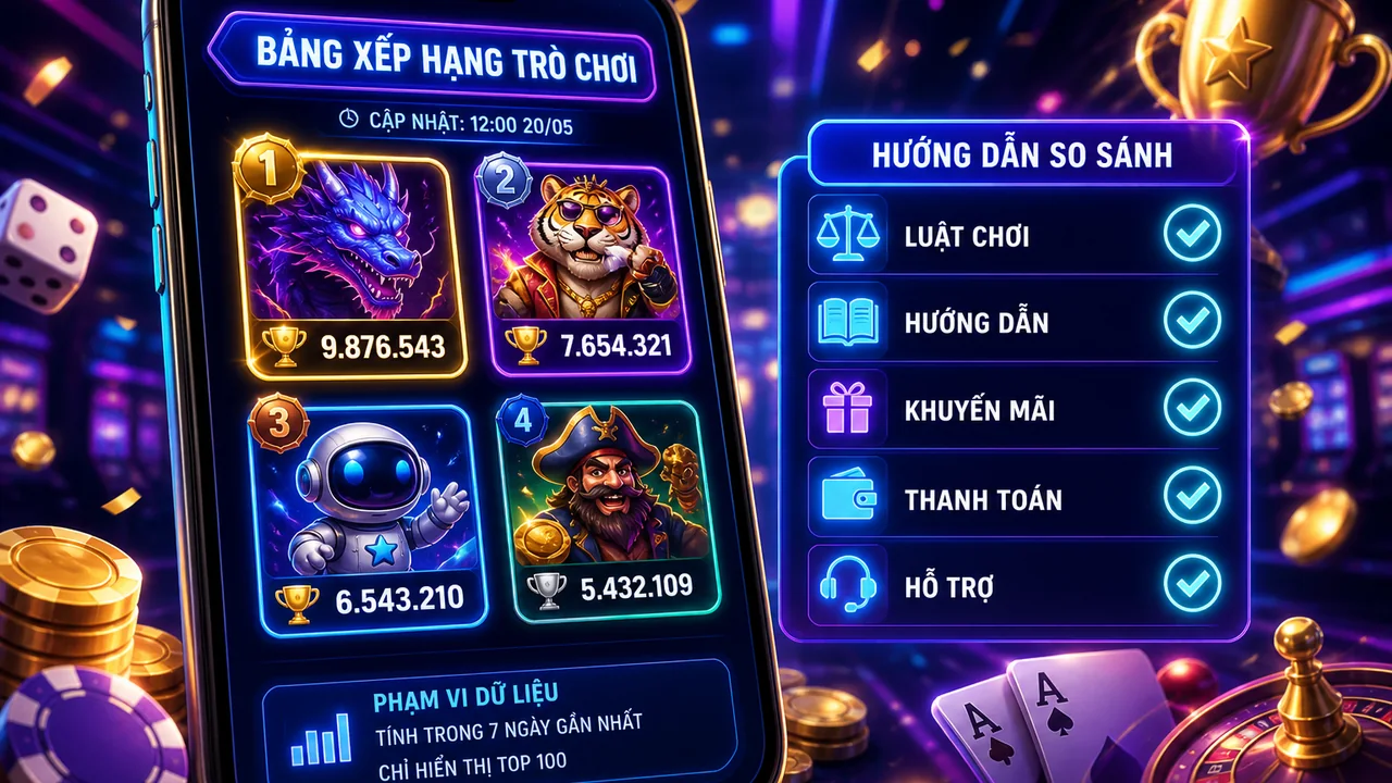 Bảng xếp hạng trò chơi nổi bật trên hello88: cách đọc và chọn theo tiêu chí