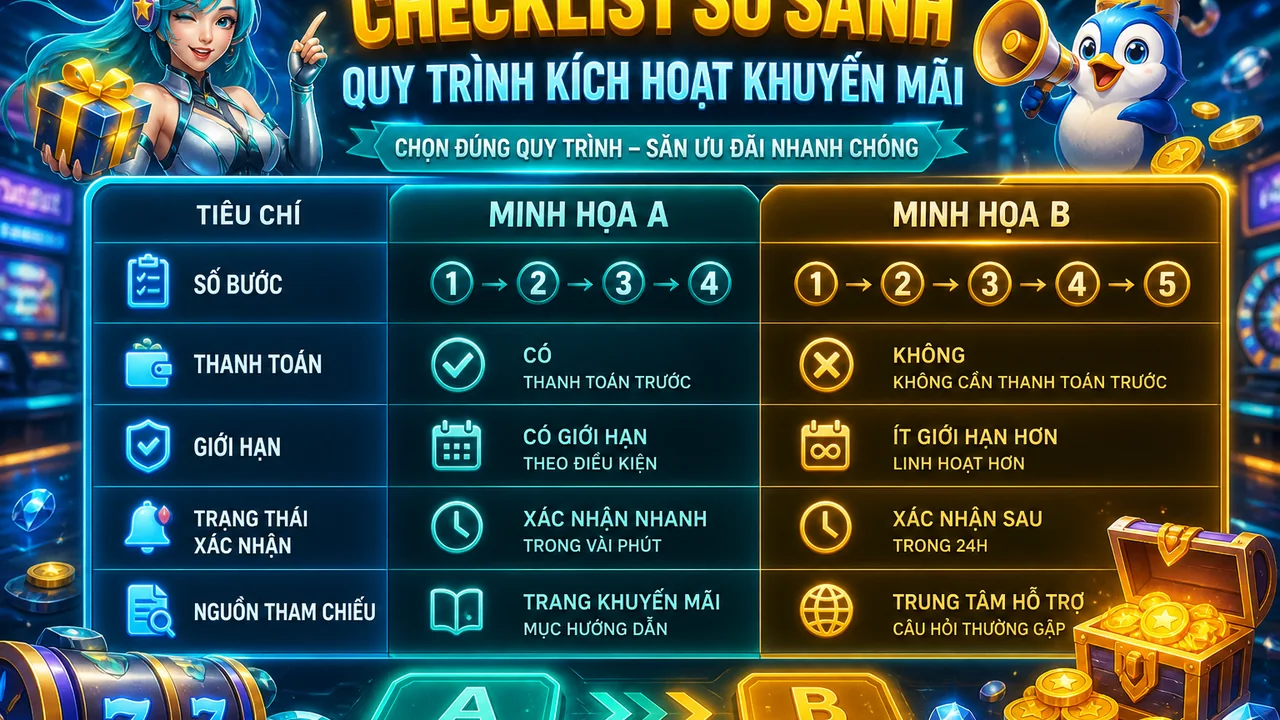 Checklist so sánh quy trình kích hoạt khuyến mãi hello88 cho người săn ưu đãi